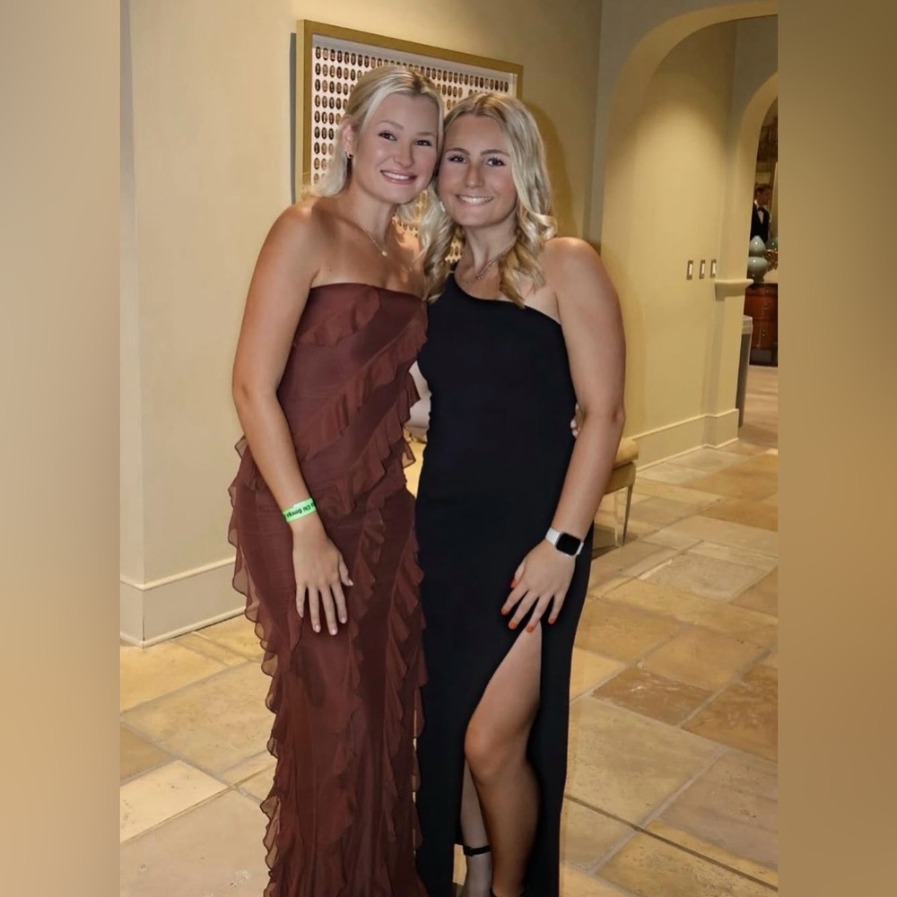 Elegant Brown Strapless Dress